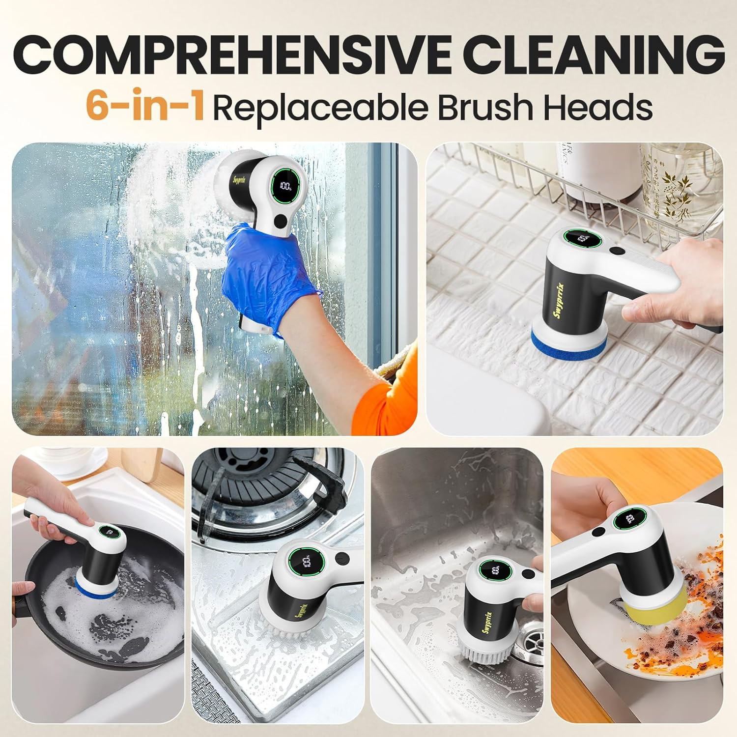Electric Spin Scrubber for Bathroom and Shower Cleaning SD-CTB02 | 2 Speeds Cord