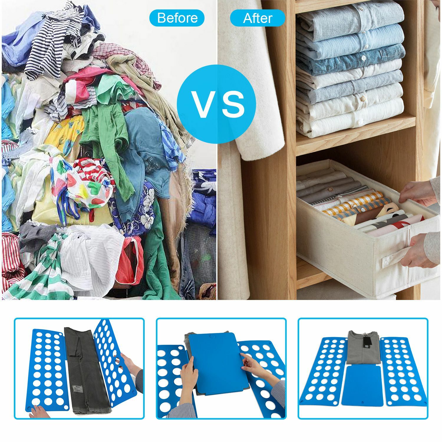 Adjustable T-Shirt Clothes Fast Folder Folding Board Laundry Organizer For Adult