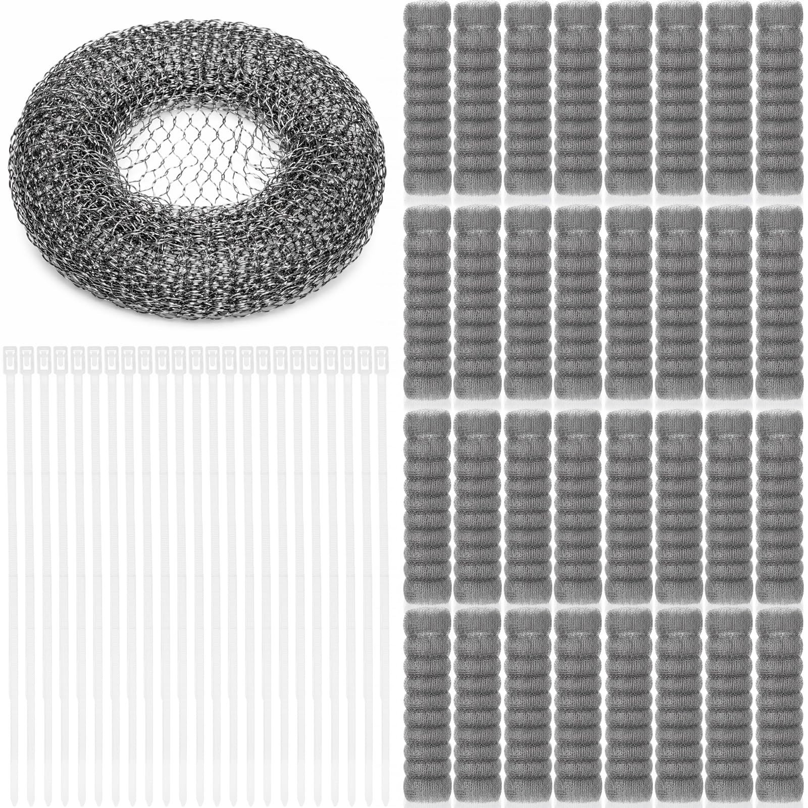 400 Pack Washing Machine Lint Traps – Stainless Steel Mesh Filters with Cable Ti