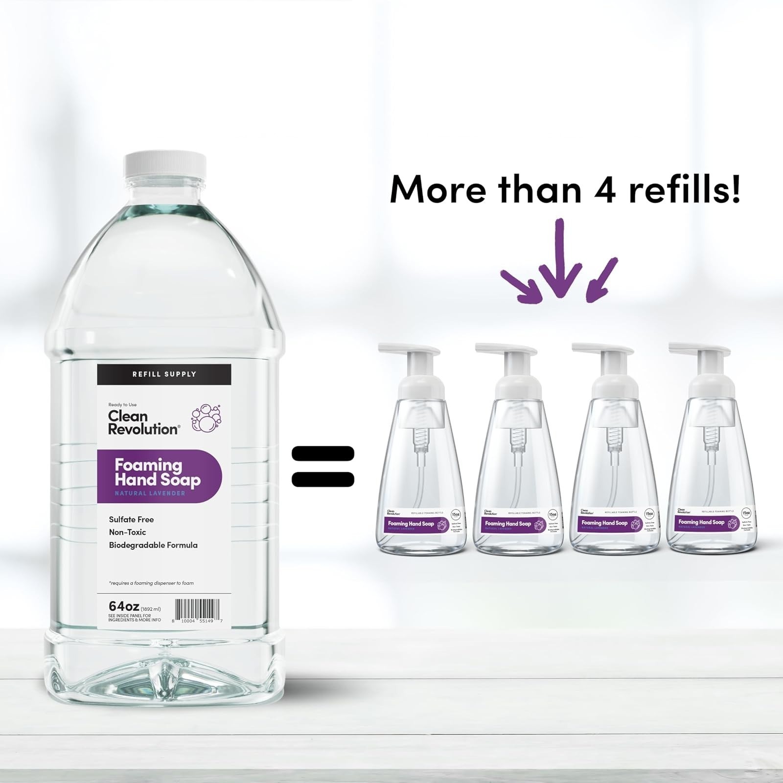 Foaming Hand Soap Refill 64 fl oz Lavender Clean Revolution