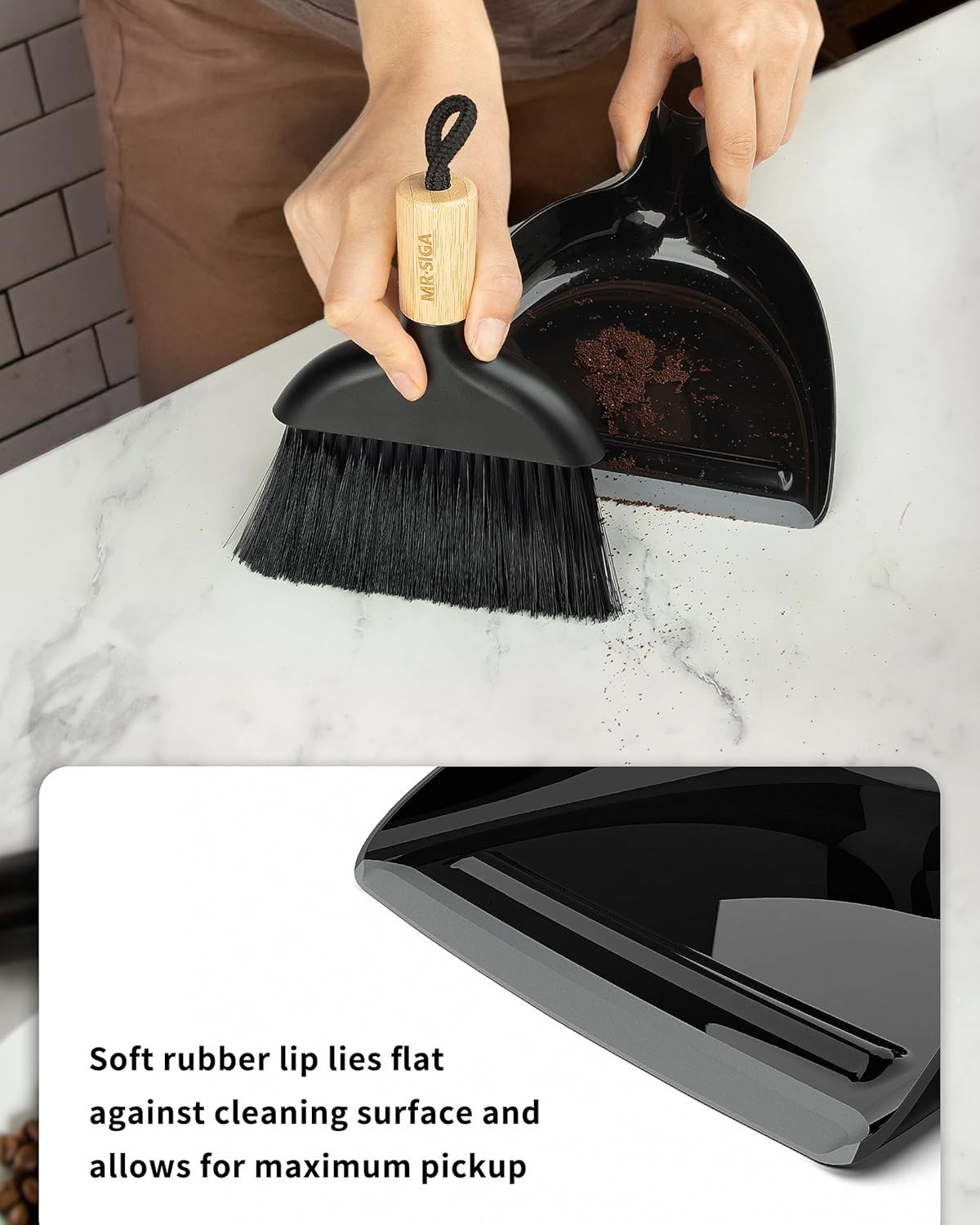 Eco-Friendly Mini Dustpan and Brush Set with Bamboo Handle – Perfect for Quic…