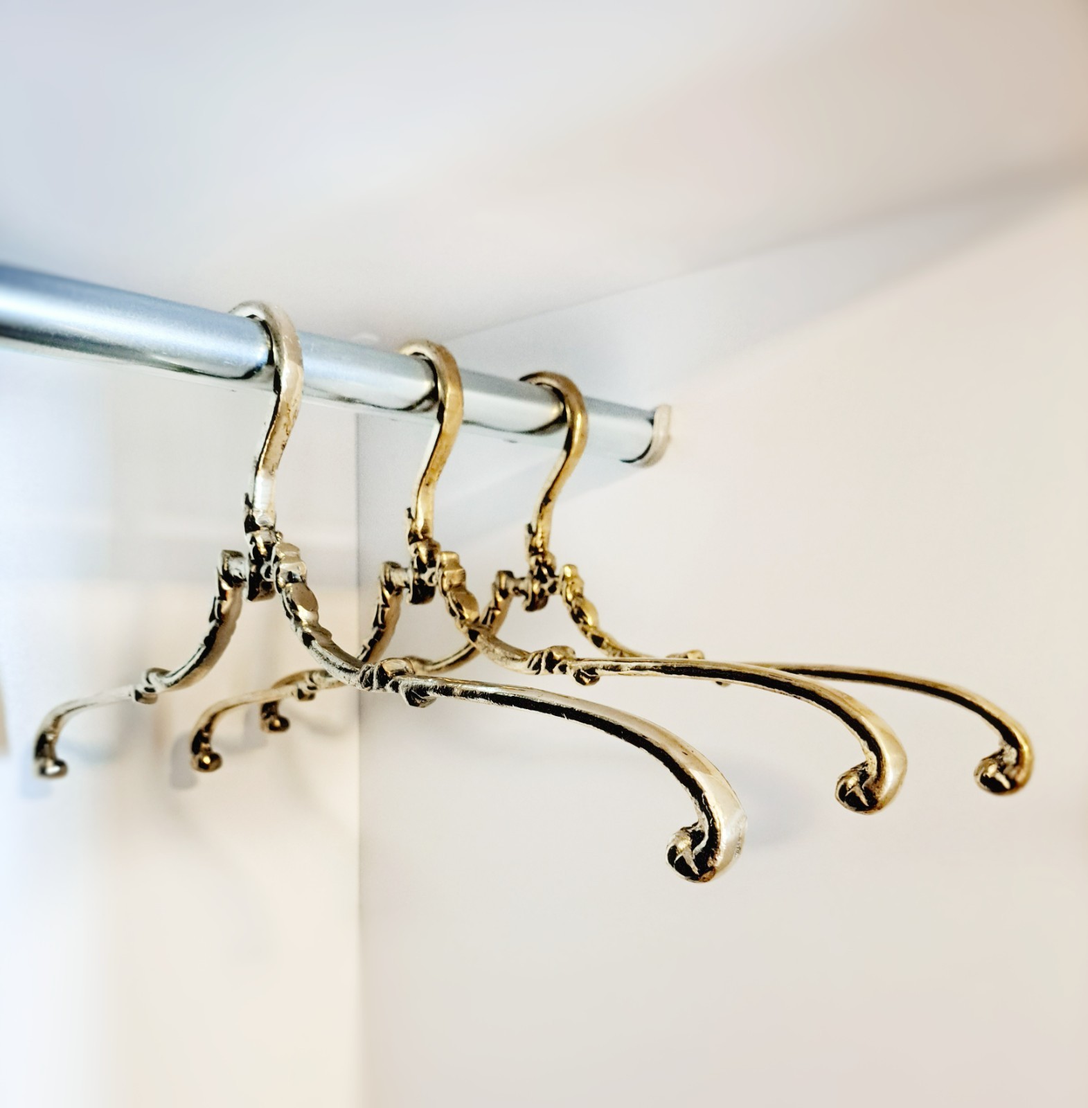 Solid Brass Clothes Hanger 42cm, Vintage Style Gold Garment Hanger