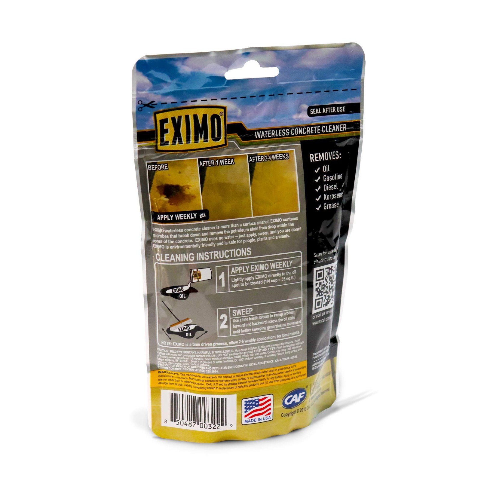 CAF Outdoor Cleaning EXIMO® Waterless Concrete Cleaner (0.75 lbs) for Driveway,