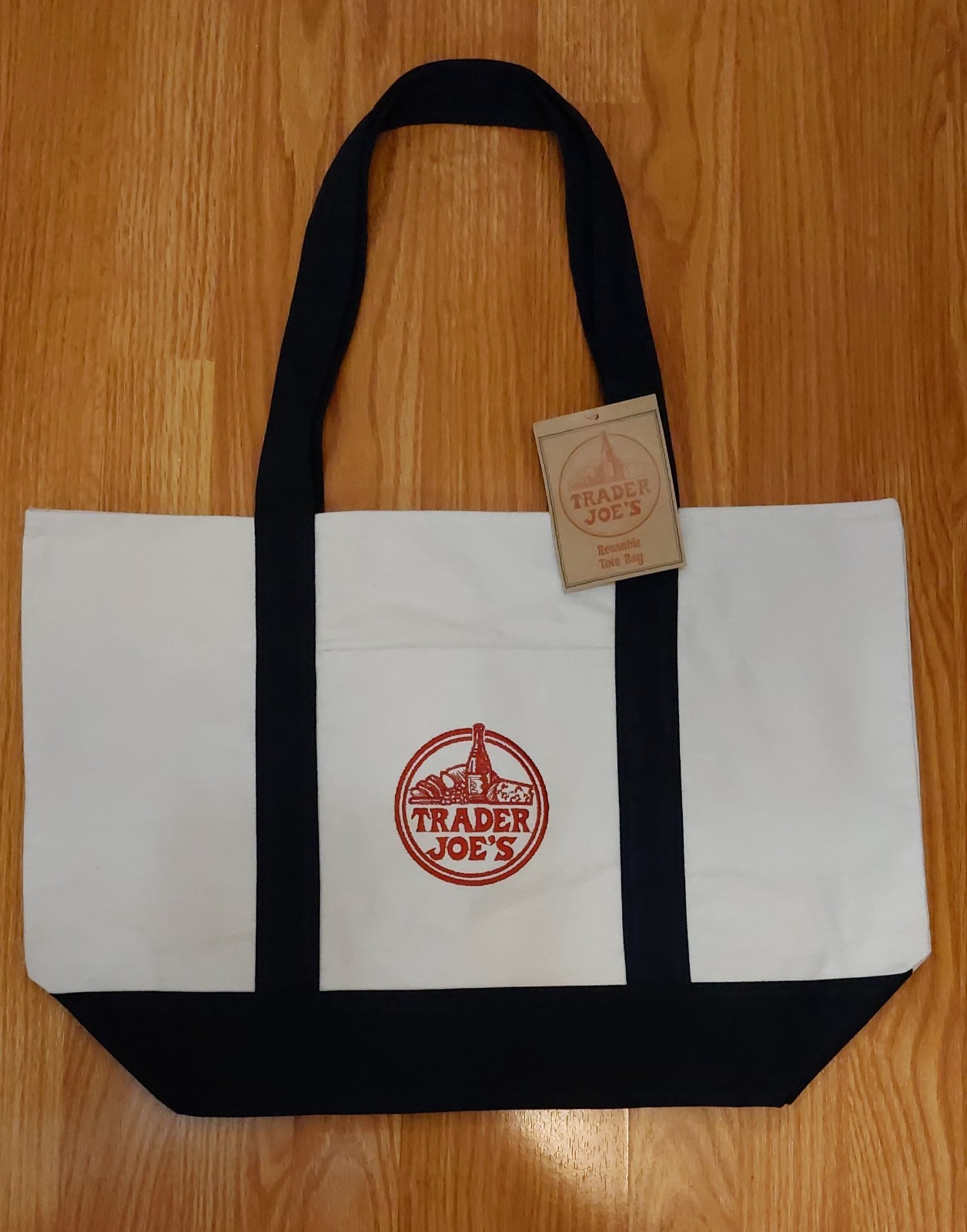 Trader Joe’s Canvas Large Tote Bag Navy Blue Brand NEW with Tag
