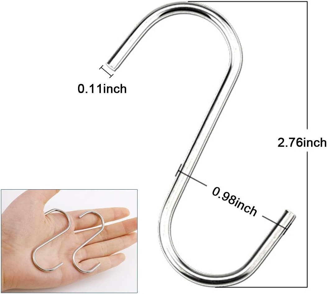 40 Pack S Hooks – Stainless Steel Heavy Duty S for 40-Pack(2.75 Inch)