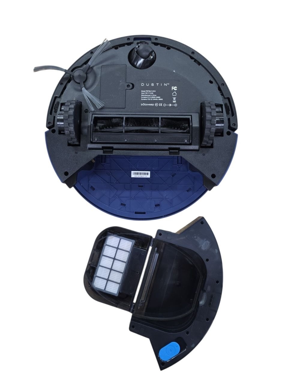BObsweep Dustin Wi-Fi Connected Self-Emptying Robot Vacuum And Mop – Navy