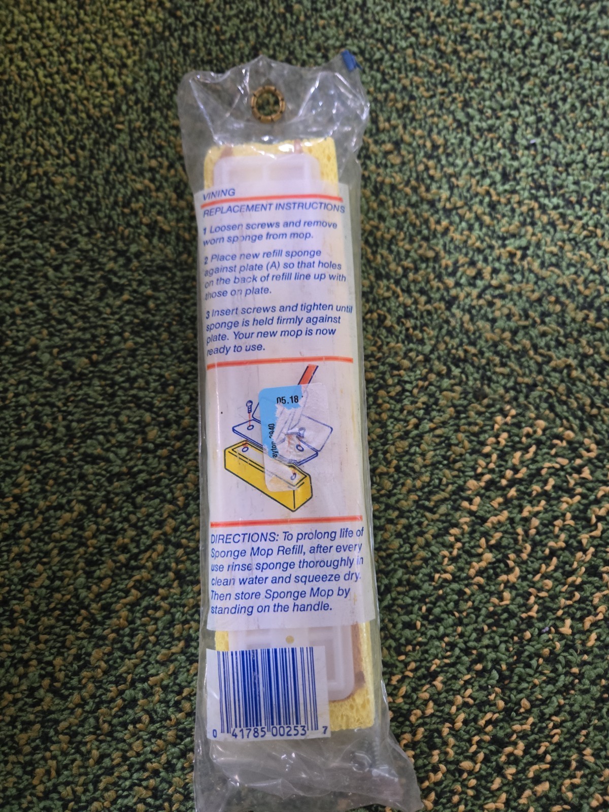 Vining-synthetic Sponge mop refill #253 NEW VTG