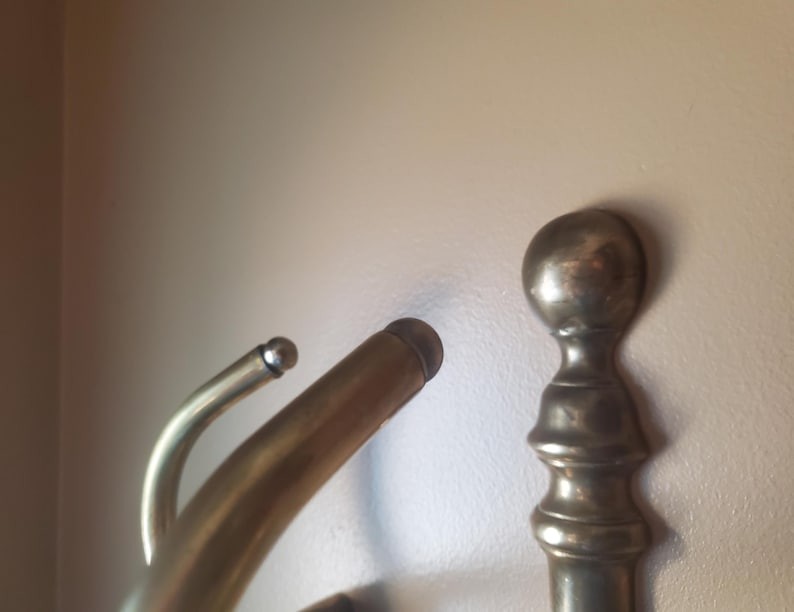 Vintage Brass Coat Rack Art Nouveau Barbershop Style Wall Hooks MCM Regency