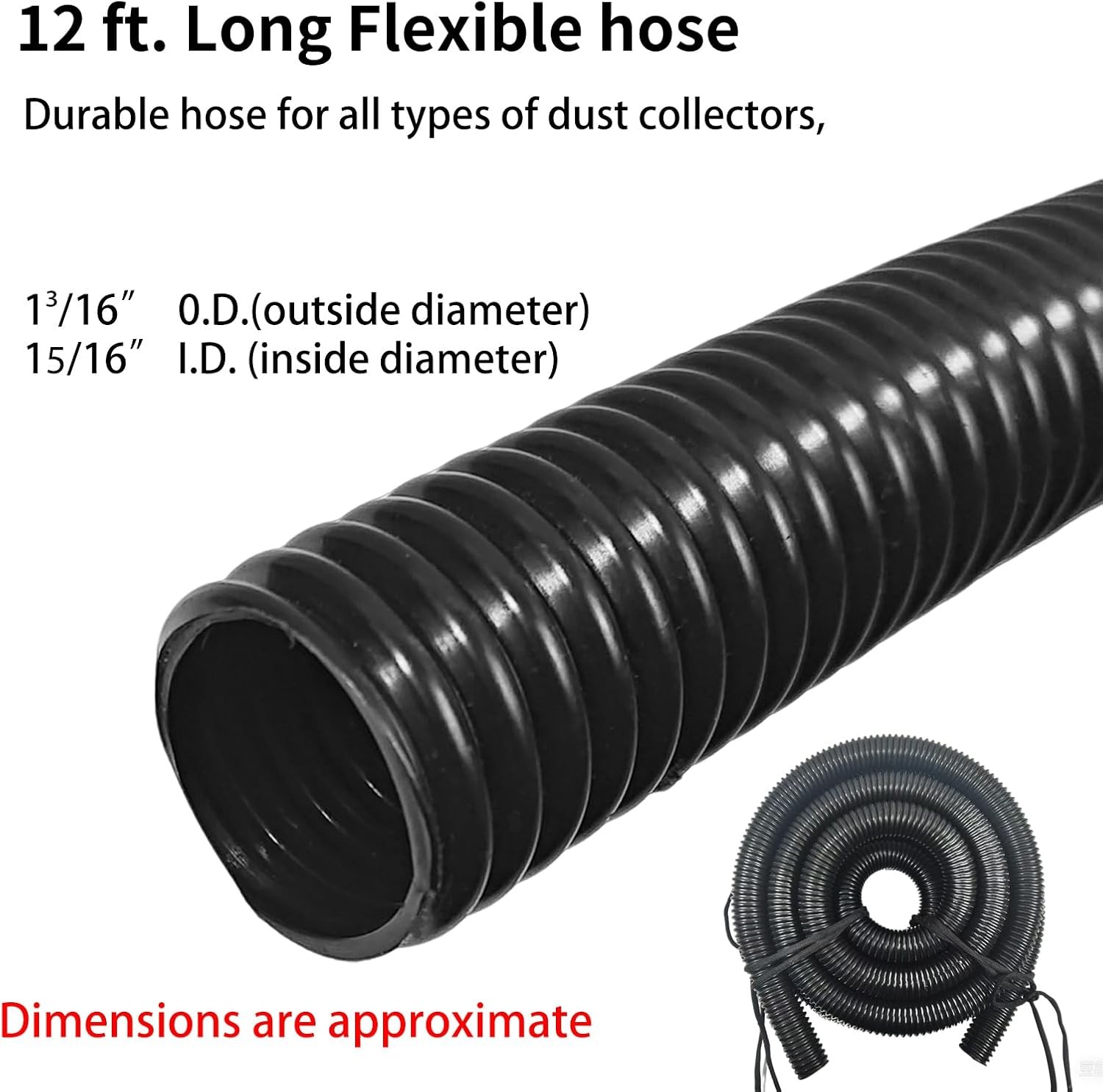 Shop Vacuum Dust Collection Hose Kit, 12 Ft Dust Collection Hose Kit
