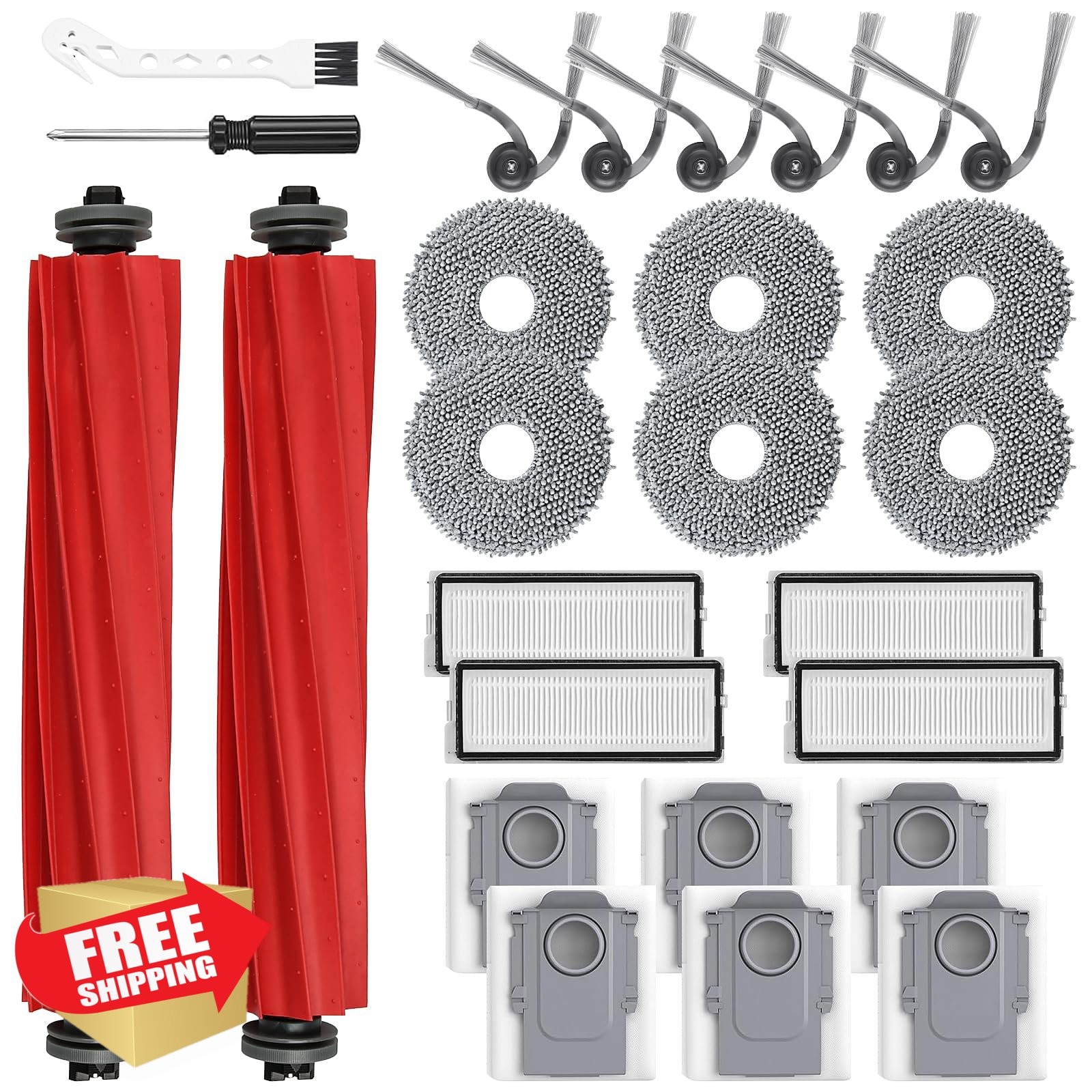26 Pack Replacement Accessories for Roborock QV 35A / QV 35S / Qrevo S Pro Ro…
