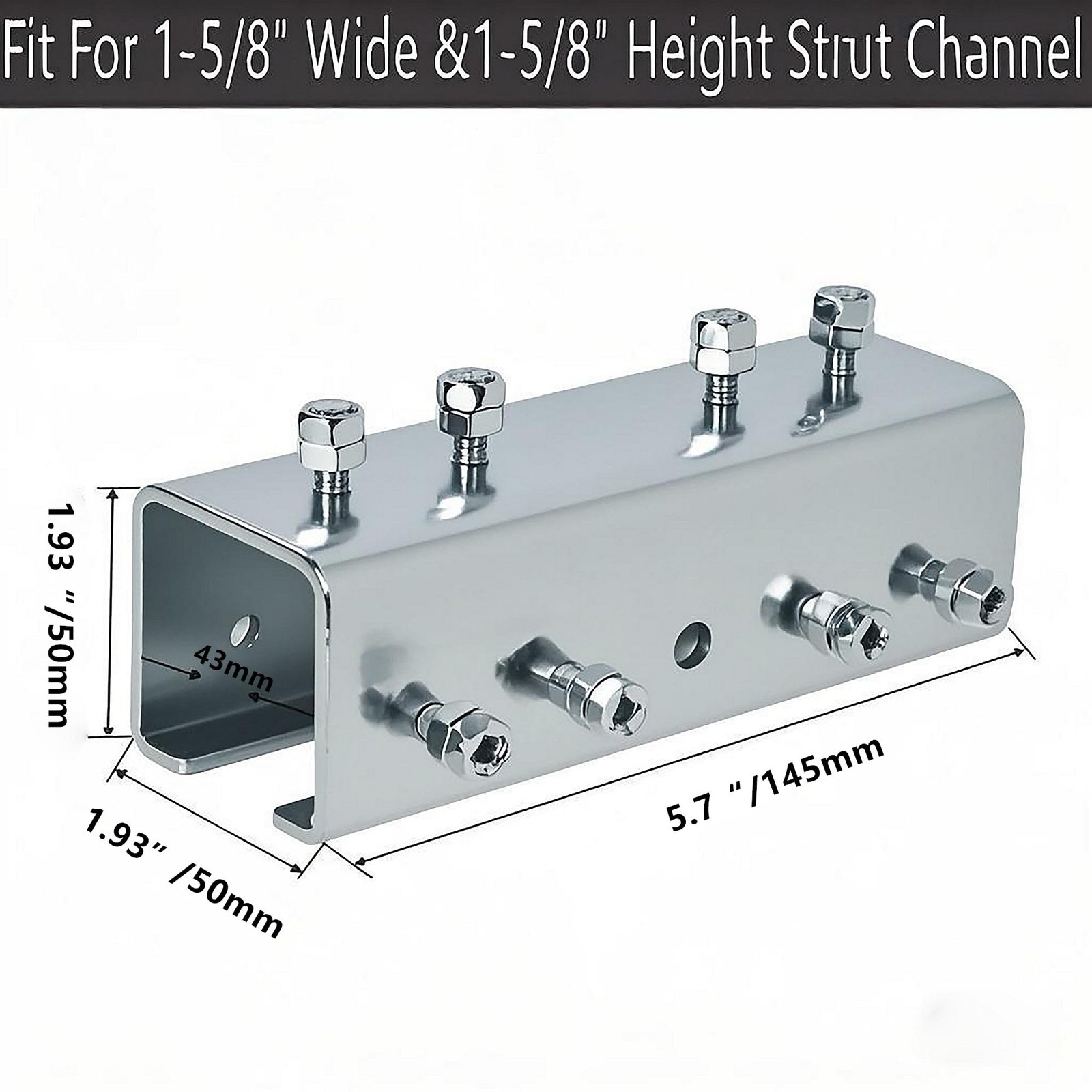 2 PCS Strut Channel Connector Extend Bracket 3.1mm Thick 15/8 Inch U Shape