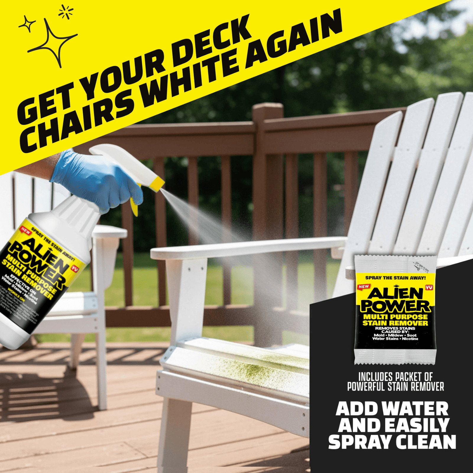 Alien Power Stain Remover Kit – Mold, Mildew & Algae Cleaner with Spray Bottle