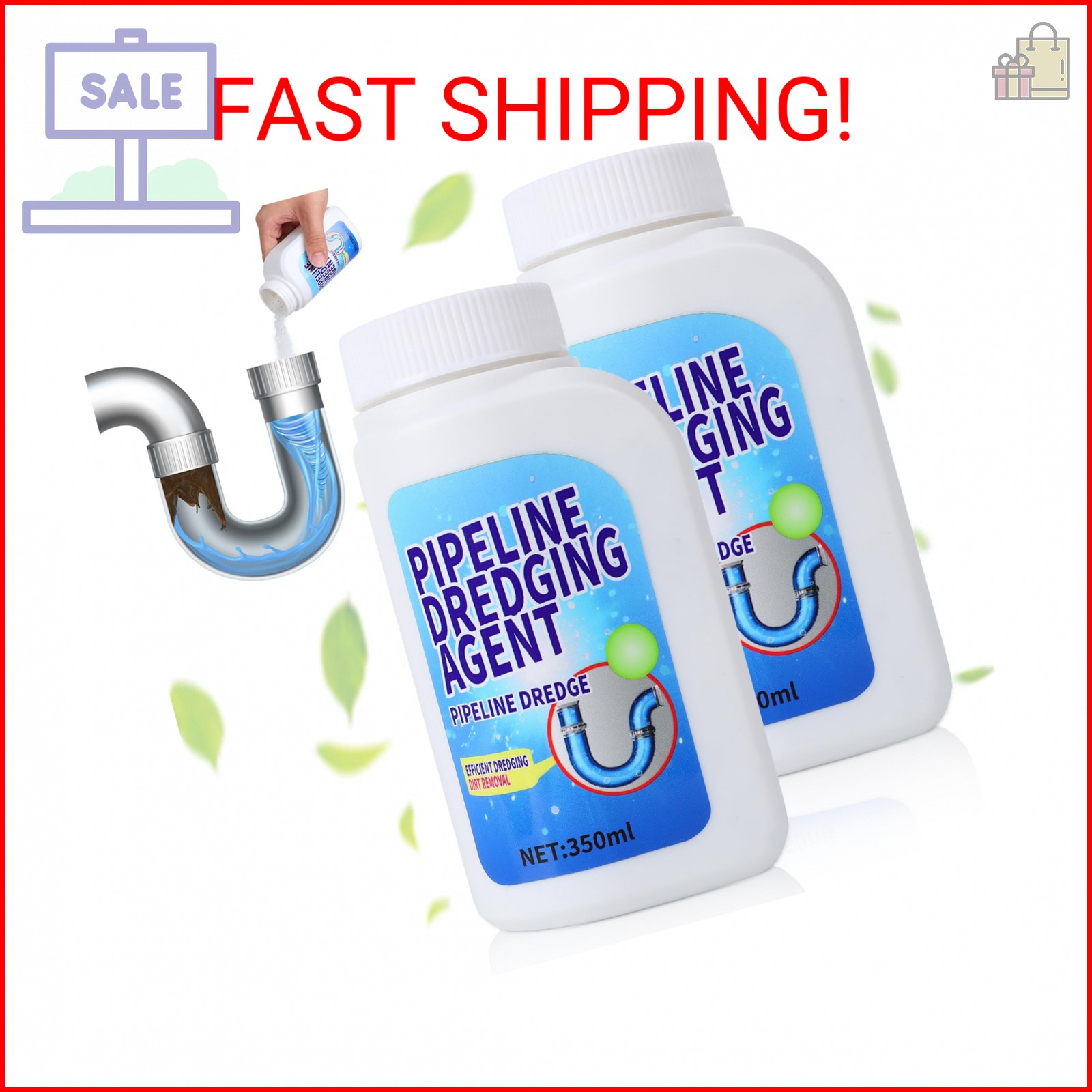 Pipeline Dredging Agent, 350ml Drain Clog Remover Agent,Kitchen Unblocker, Power