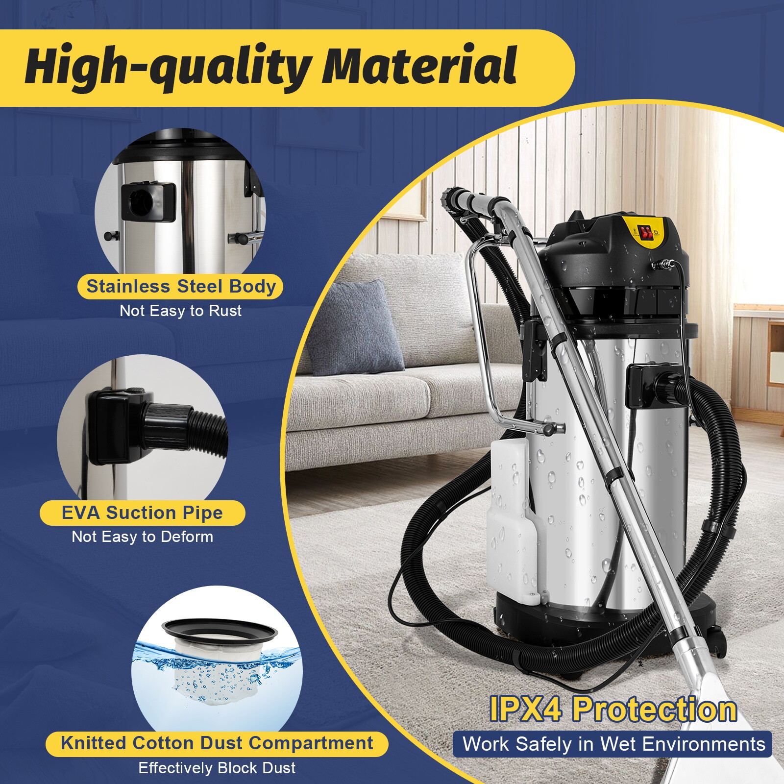 40/60L Carpet Cleaning Extractor Machine Pro Carpet Upholstery Cleaner Extractor