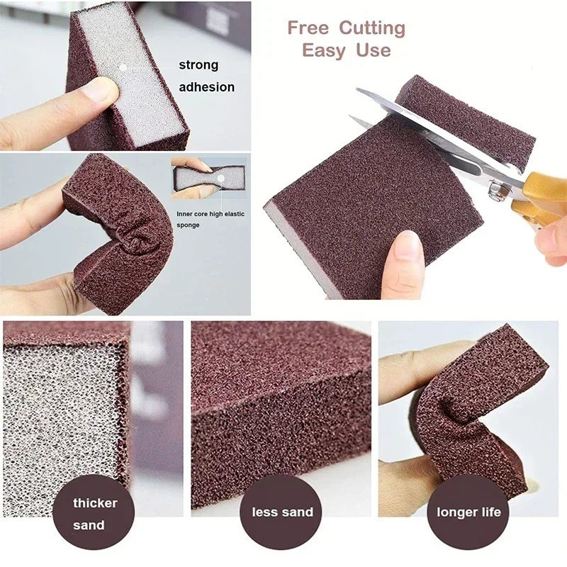 1/10PCS Carborundum Rust Remove Sponge – Heavy Duty Kitchen Cleaning Eraser