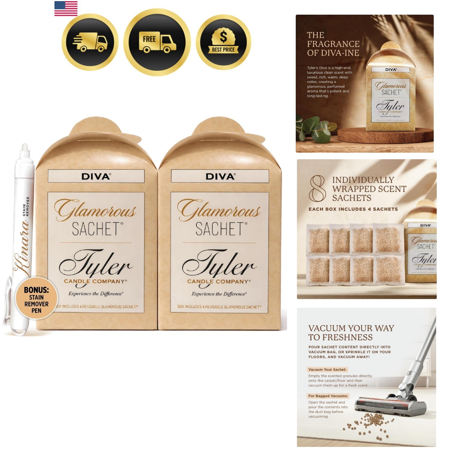 Tyler Diva Glamorous Sachet, Reusable Dryer Sheets, Luxury Home Fragrance Col…