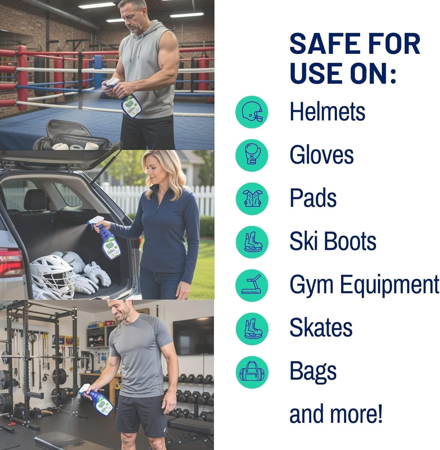 Sports Cleaner Deodorizer Spray for Gym Equipment Sports Gear & Pads 16oz