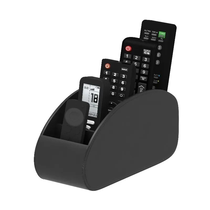 [5 Compartments] Black Remote Control Holder TV Remote Caddy Desktop Organizer