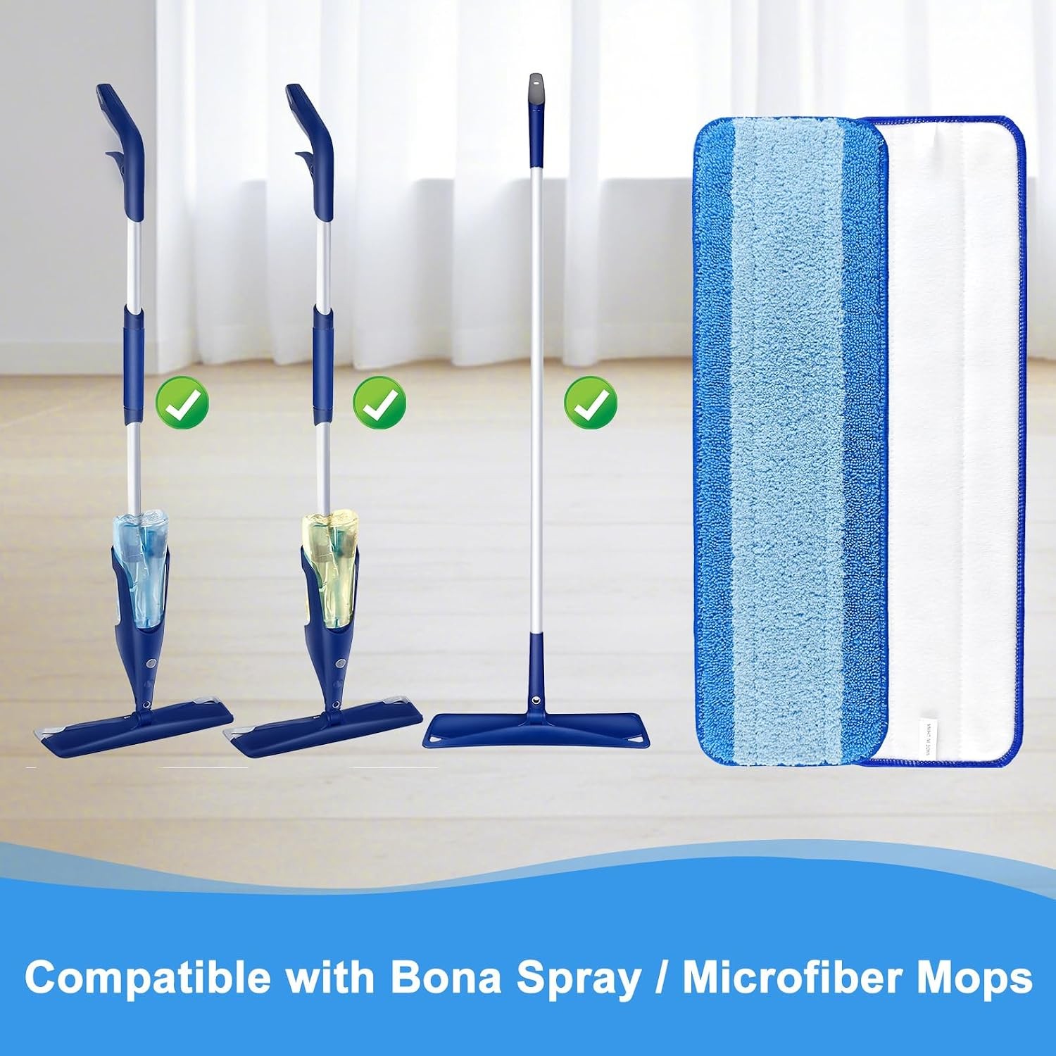 4 Pack Mop Replacement Pads Compatible with Bona Mop,Microfiber Cleaning Pad for
