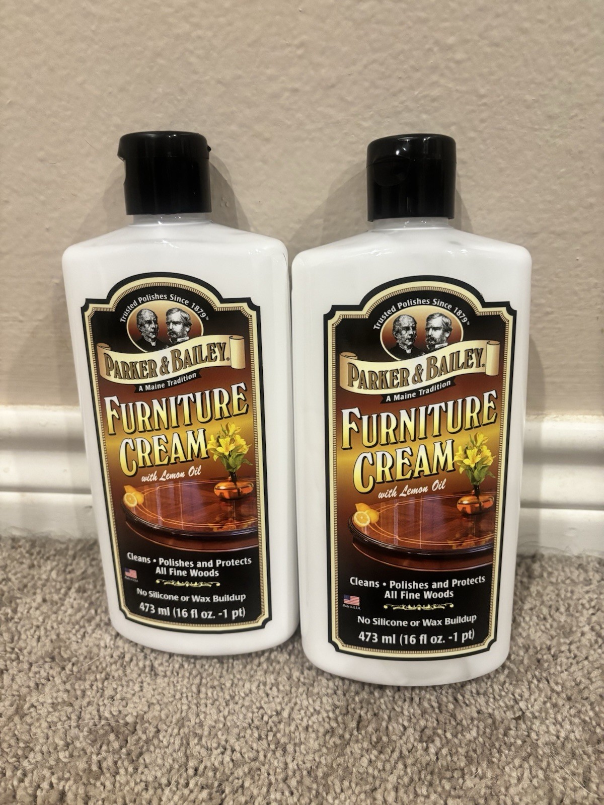2 Pack Parker & Bailey Furniture Cream With Lemon Oil Cleans, Polsihes Wood 16oz