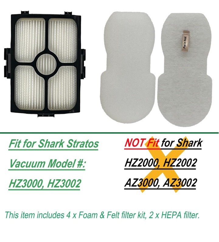 HZ3002 Filter Kit Replacement for Shark Stratos UltraLight DuoClean PowerFins…
