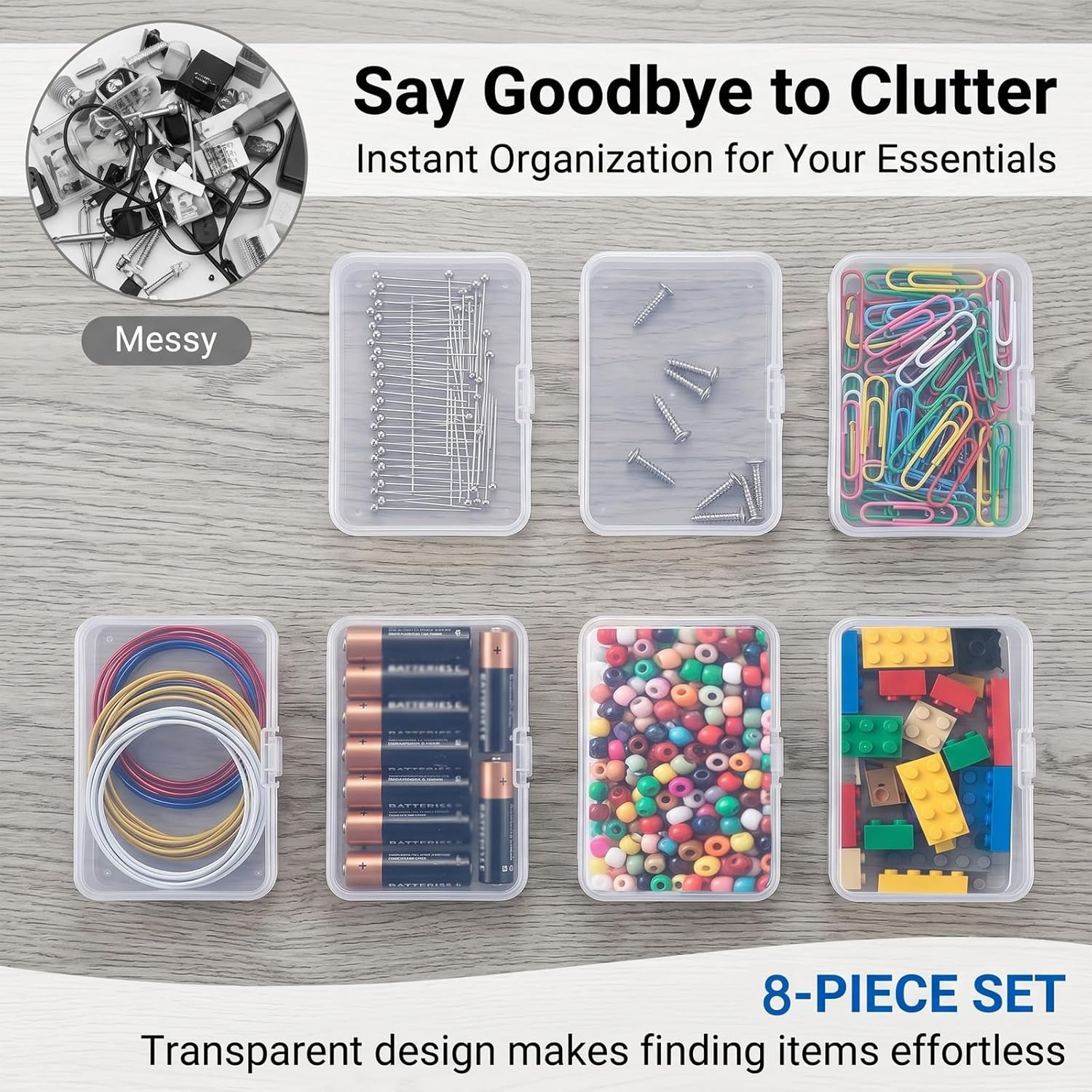 Small Plastic Boxes with Lids, 8Pcs, 3.9 X 2.7 X 1 Inches | Mini Plastic Cases,