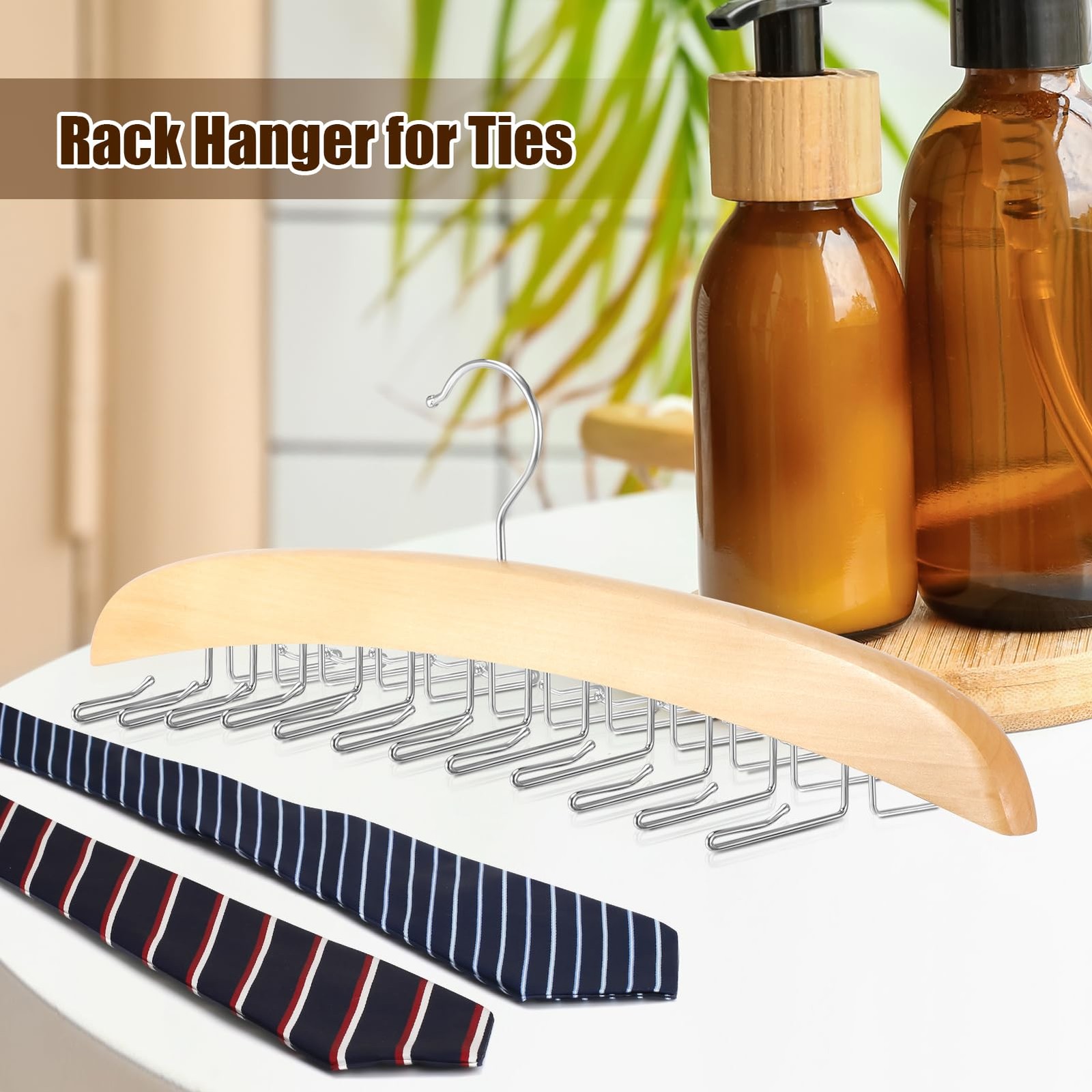 Tie Rack Hanger for Closet,360 Degree Rotating Tie Holder Organizer with 24 F…