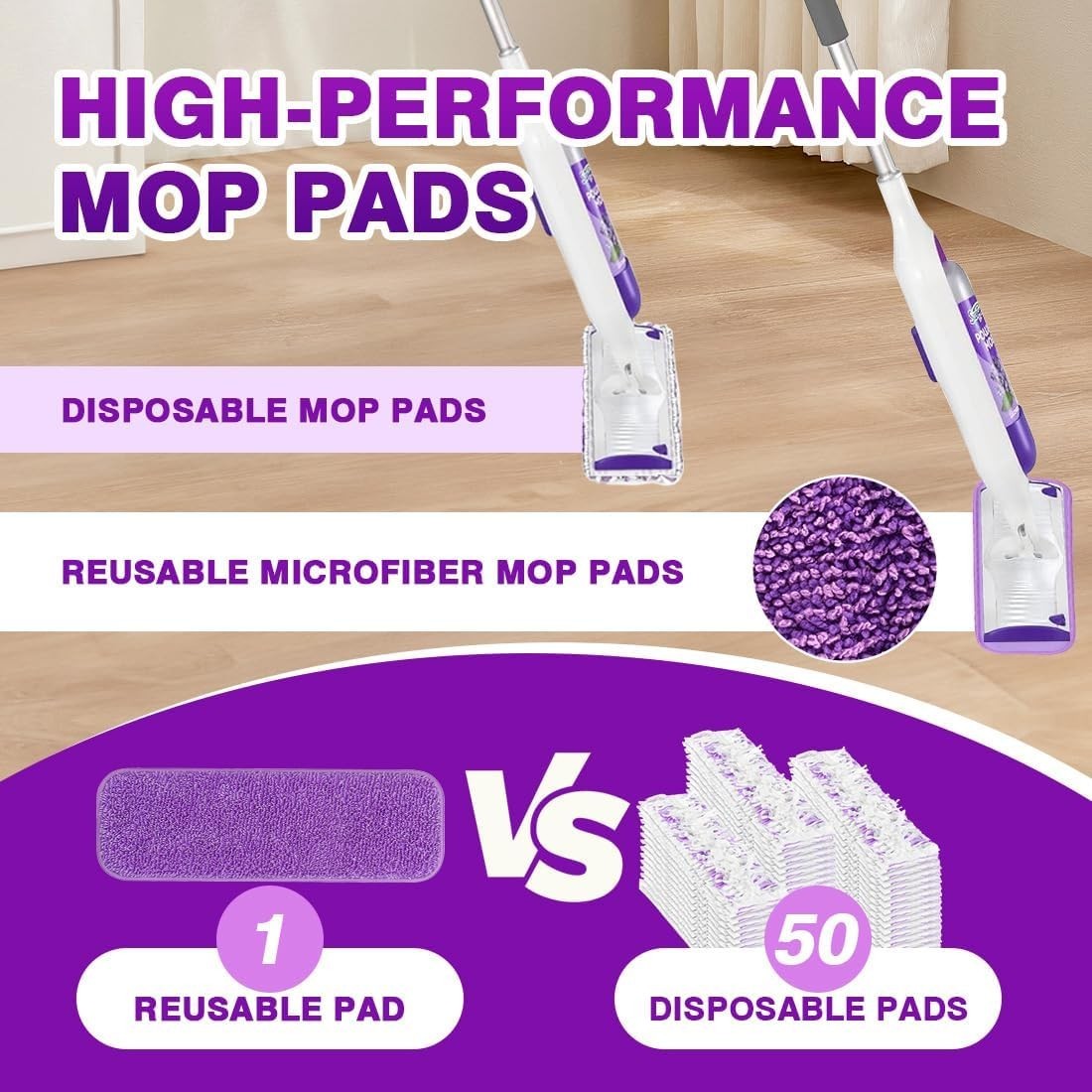 HOMEXCEL Reusable Microfiber Mop Pads for Swiffer PowerMop, Power Mop Pads Refil