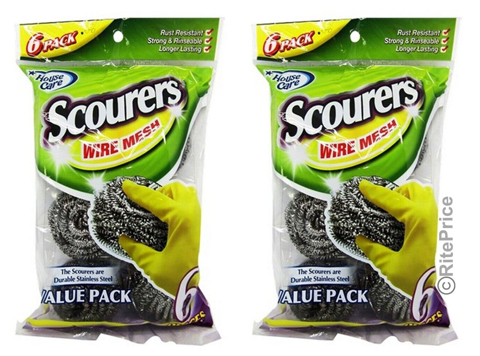 12PCS (2 Pack) Stainless Steel Sponges Scrubbing Scourer Pad For Kitchen – New