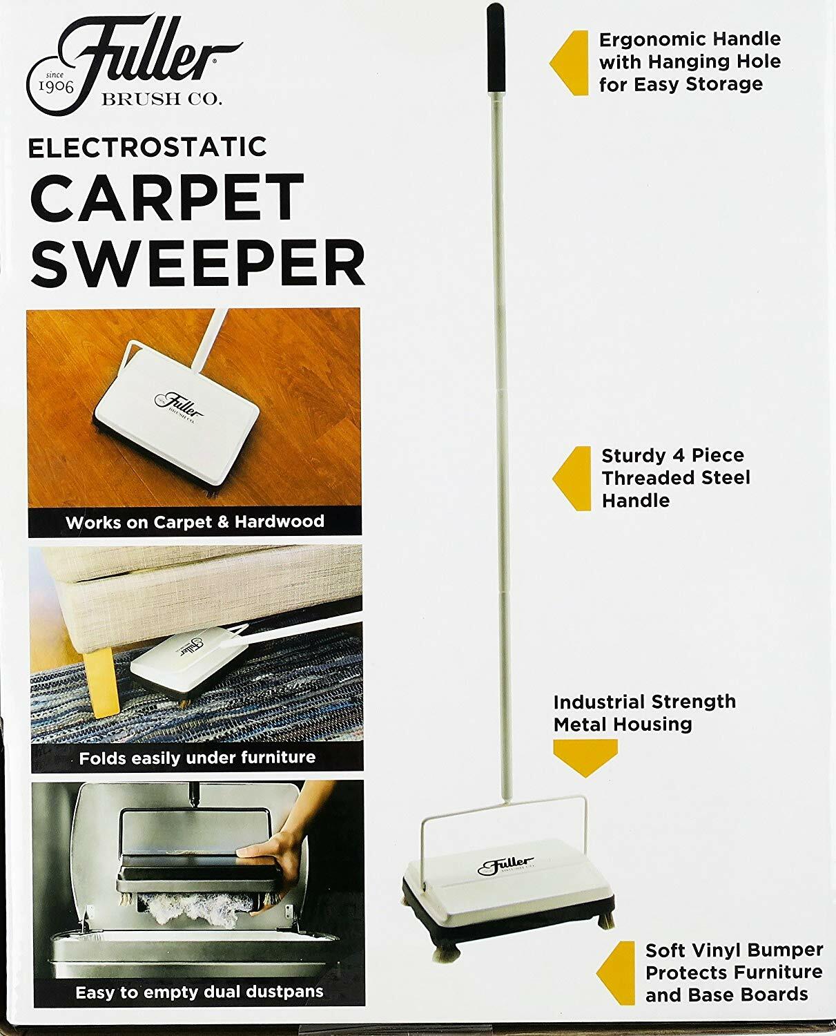 Fuller Brush Electrostatic Carpet & Floor Sweeper 9″ Cleaning Path Bright White