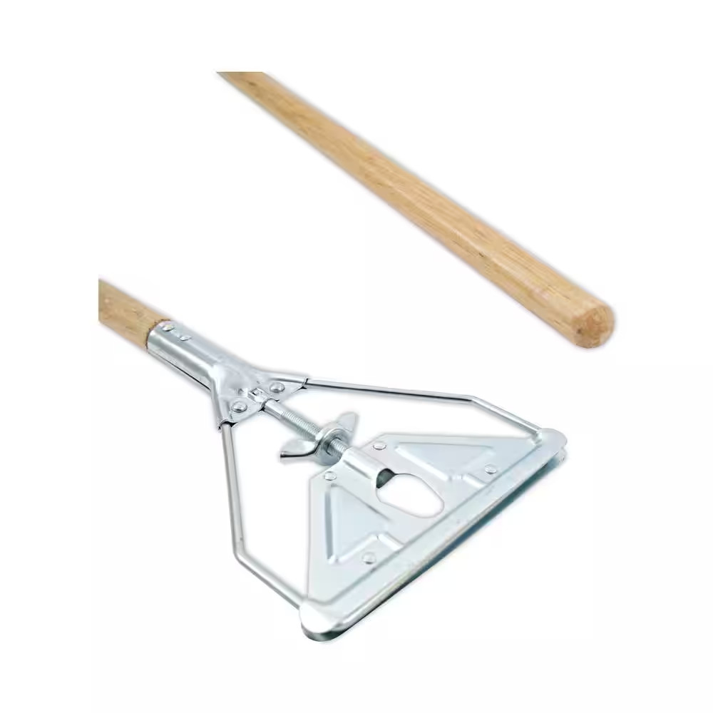 Boardwalk 63 in. Natural Wooden Mop Handle and Screw Clamp Metal Head