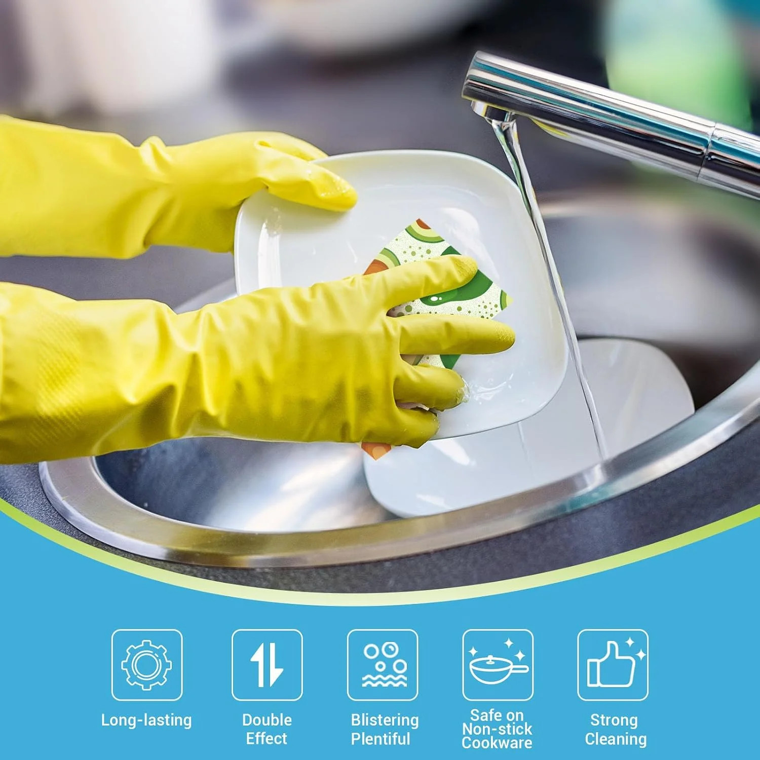 Sponges Kitchen, Non-Scratch Scrub Sponge-6Count, Sponges for Non-Stick Co
