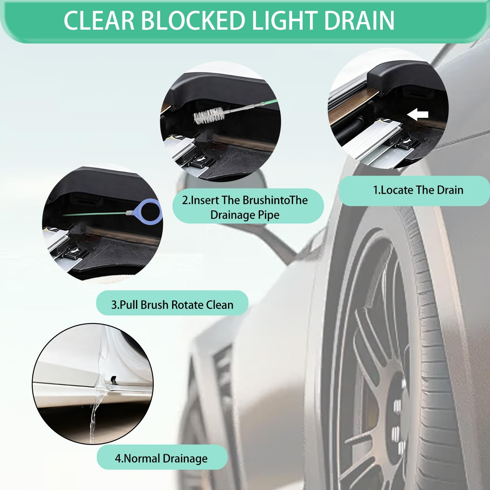 Auto Sunroof Drain Cleaning Tool,120inch Long Pipe Cleaner for Car,flexible New