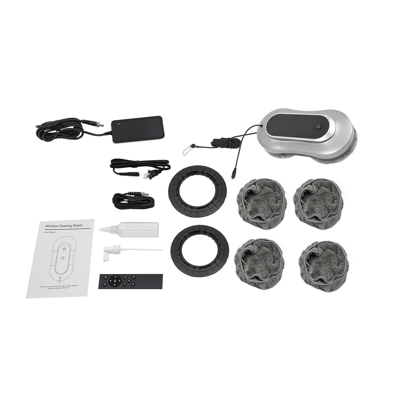 80W Bilateral Ultrasonic Nozzles Remote Silver-gray Smart Window Cleaning Robot
