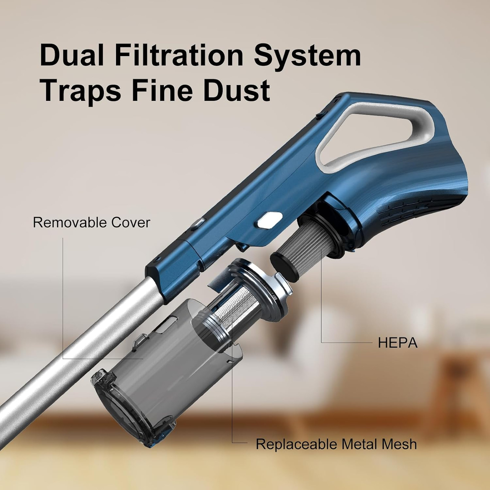 Corded Vacuum Cleaner Powerful Suction HEPA Filtration 16.5 Foot Power Cord for