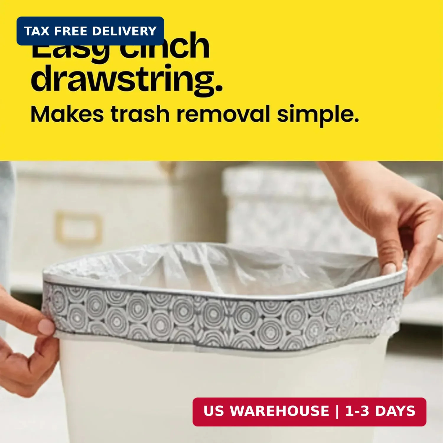 Glad Small Drawstring Trash Bags with Clorox, 4 Gal, Lemon Fresh Bleach, 34 Ct (