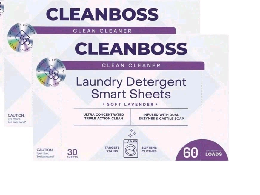 CleanBoss 2pk Powerful Laundry Smart Sheets: Up to 120 Loads-Lavender