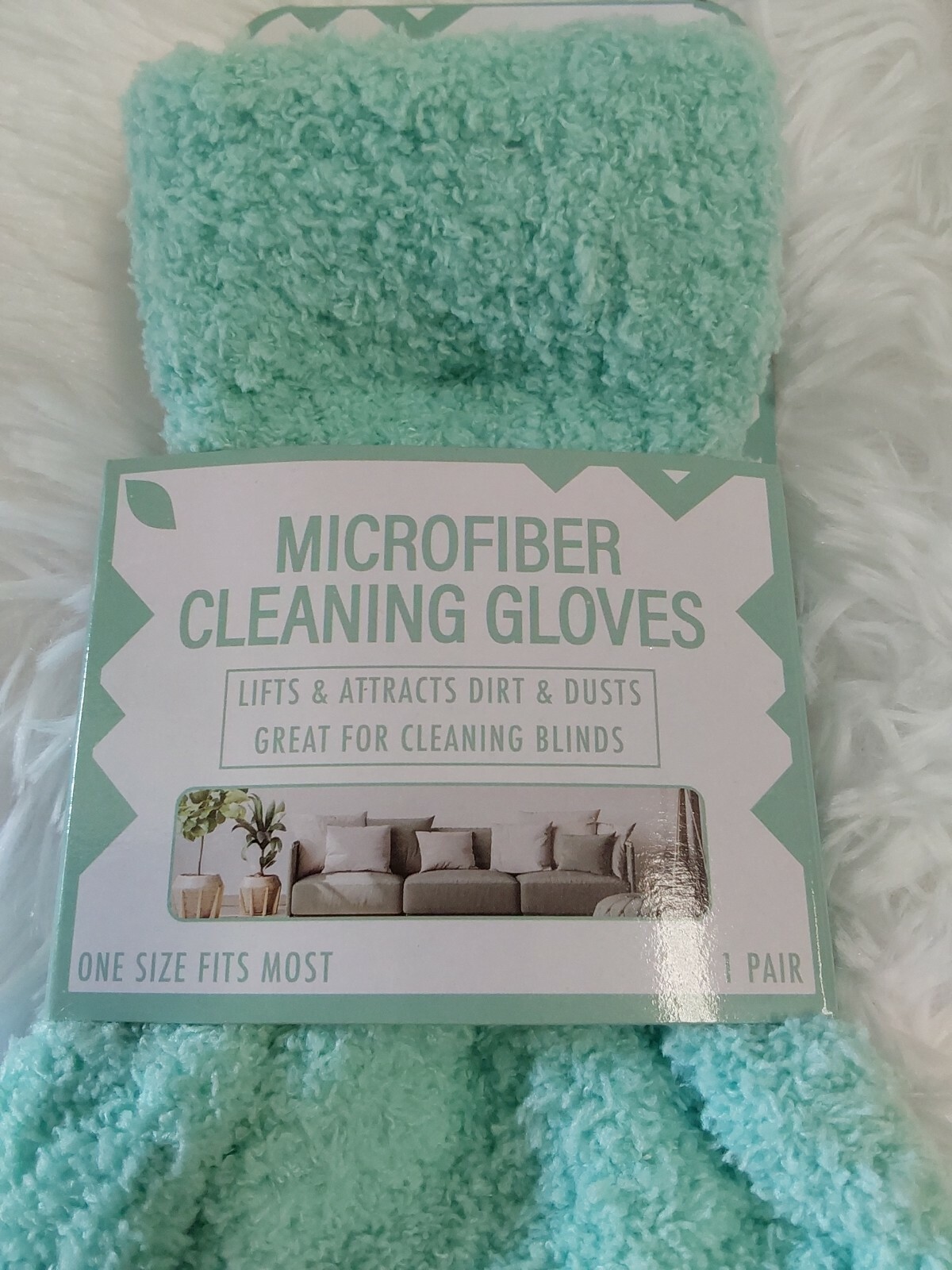 Clean Mode Mint Green Microfiber Cleaning Gloves Machine Washable OSFM! BNWT!