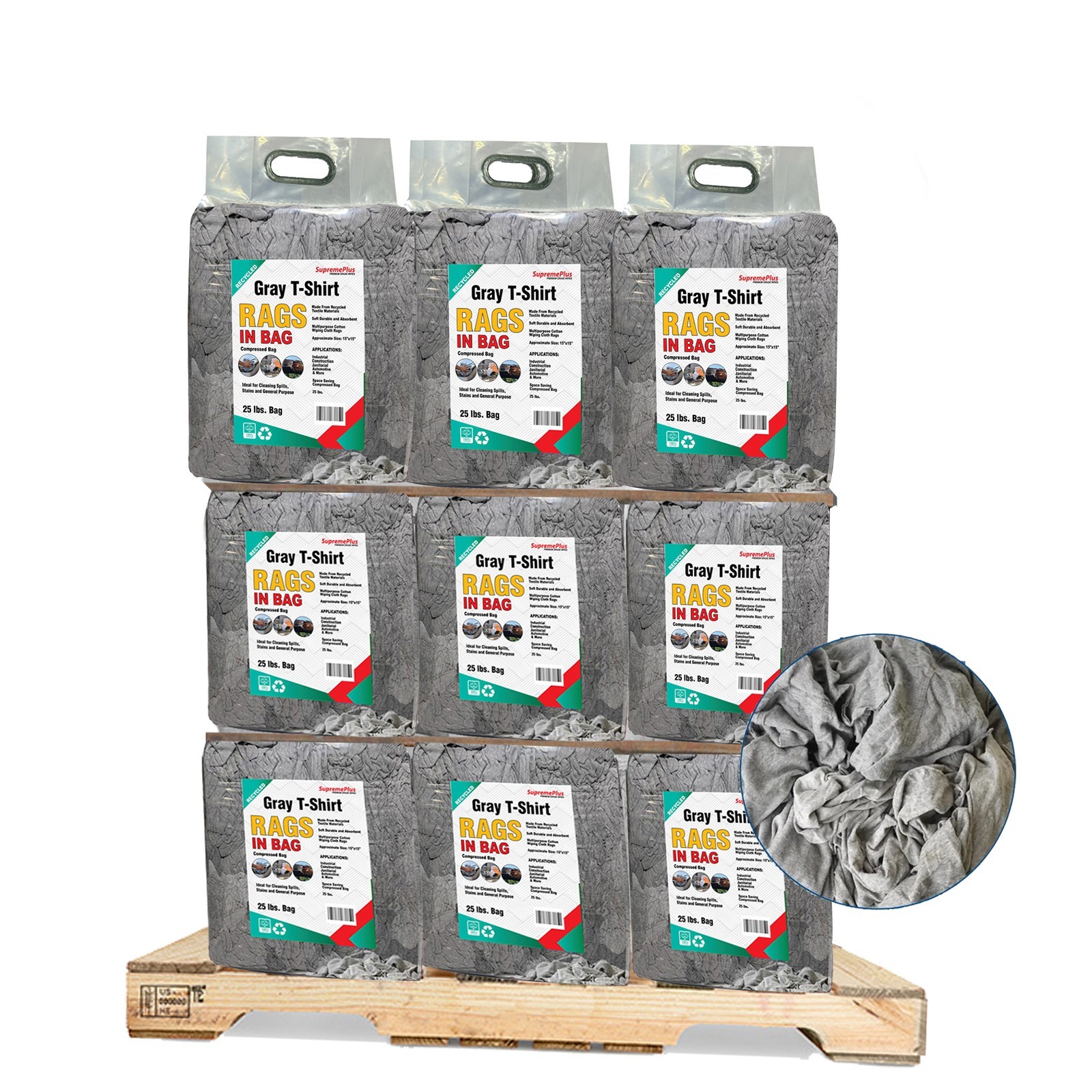Gray T-Shirt Knit Rags – Bulk Industrial Cleaning Wipers 600 LB – BAGS & BOXES