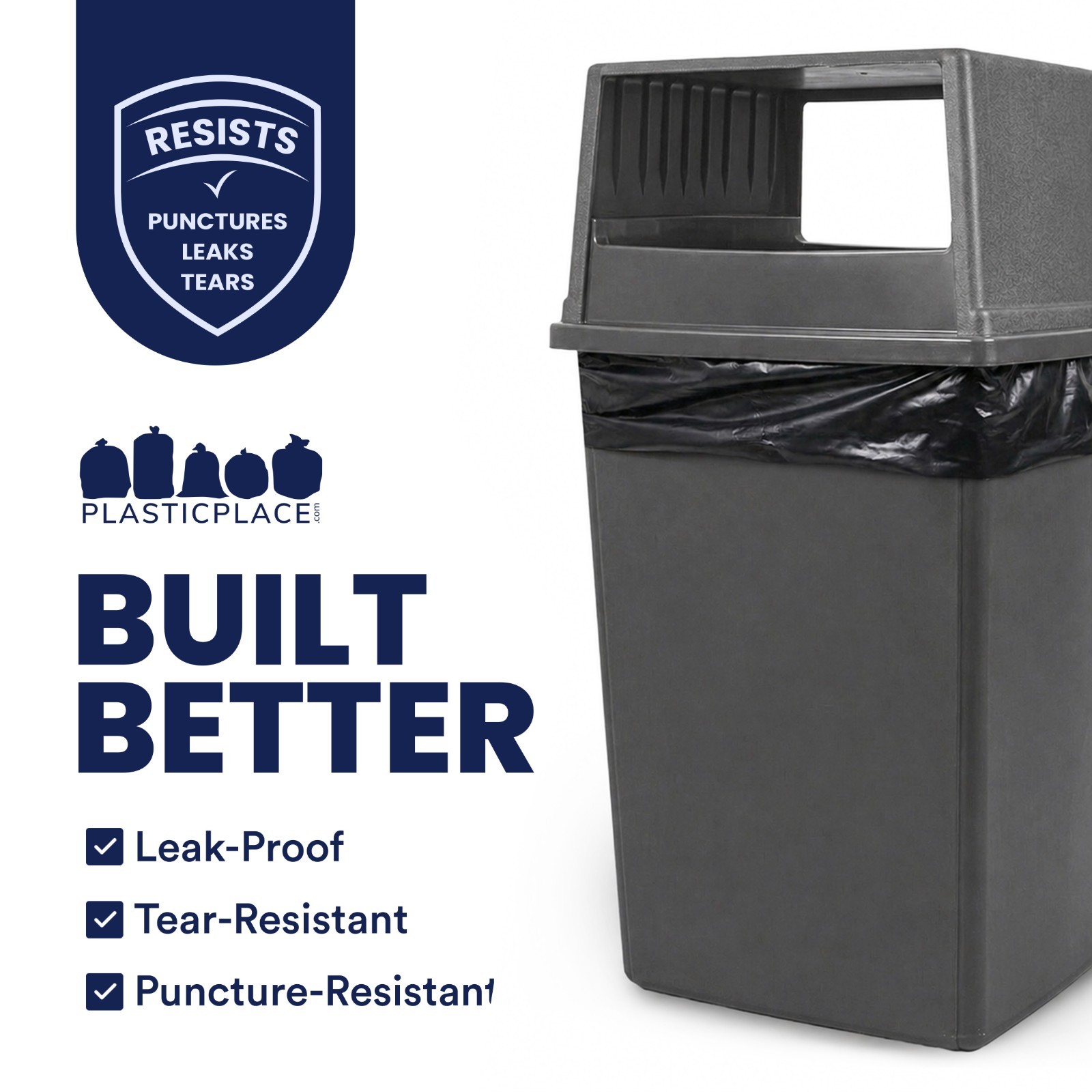 Plasticplace 56 Gallon Glutton Trash Bags – Black, Case of 50 Garbage Bags