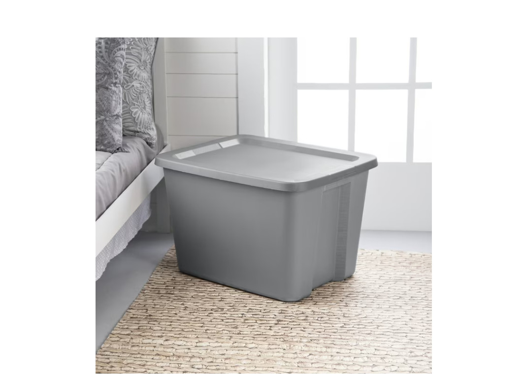 (4 pack) Large Storage Bin, 18 Gallon Plastic Storage Container with Snap-On Lid