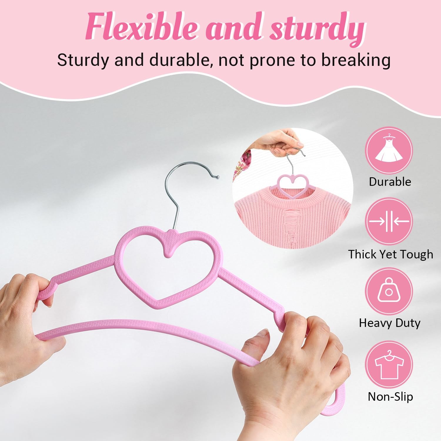 Plastic Hangers 20 Pack Pink Hangers Ultra Thin Space Savingcute Heart Hangers P