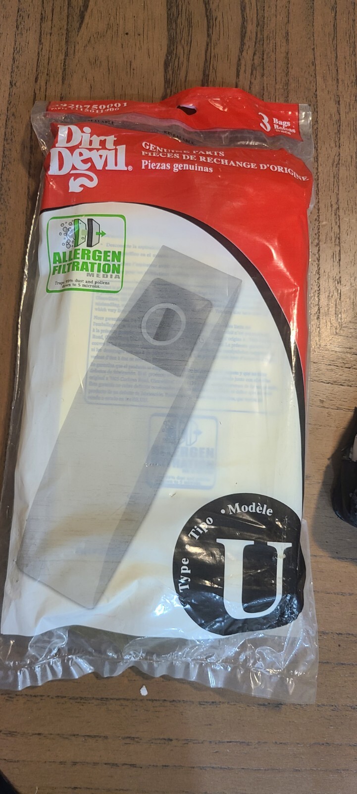 3pk Dirt Devil Microfresh Vacuum Bag Type U Featherlite Platinum 3920750001 New!
