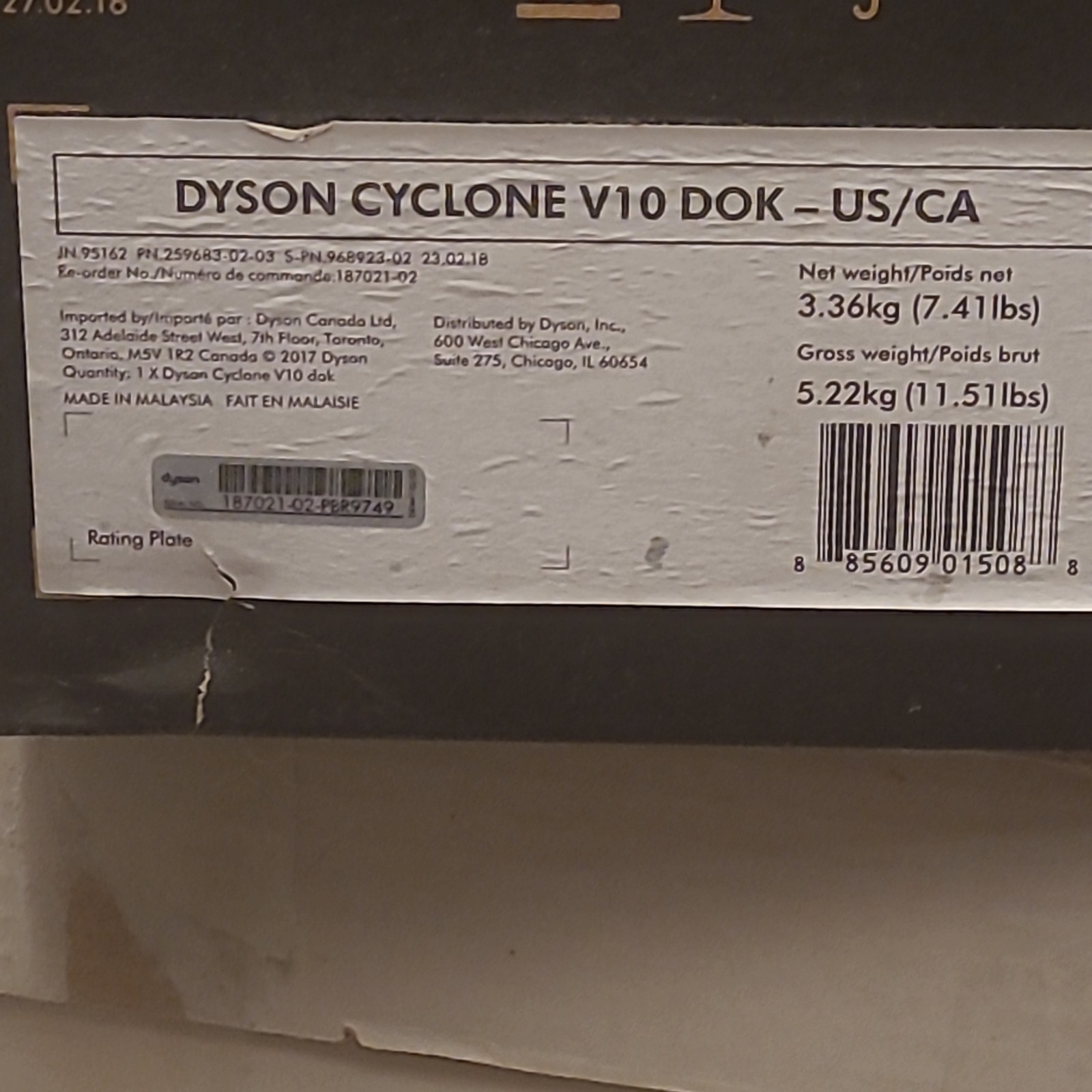 Dyson Cyclone V10 Dok Docking Station Dock, Black, MPN 187021-02