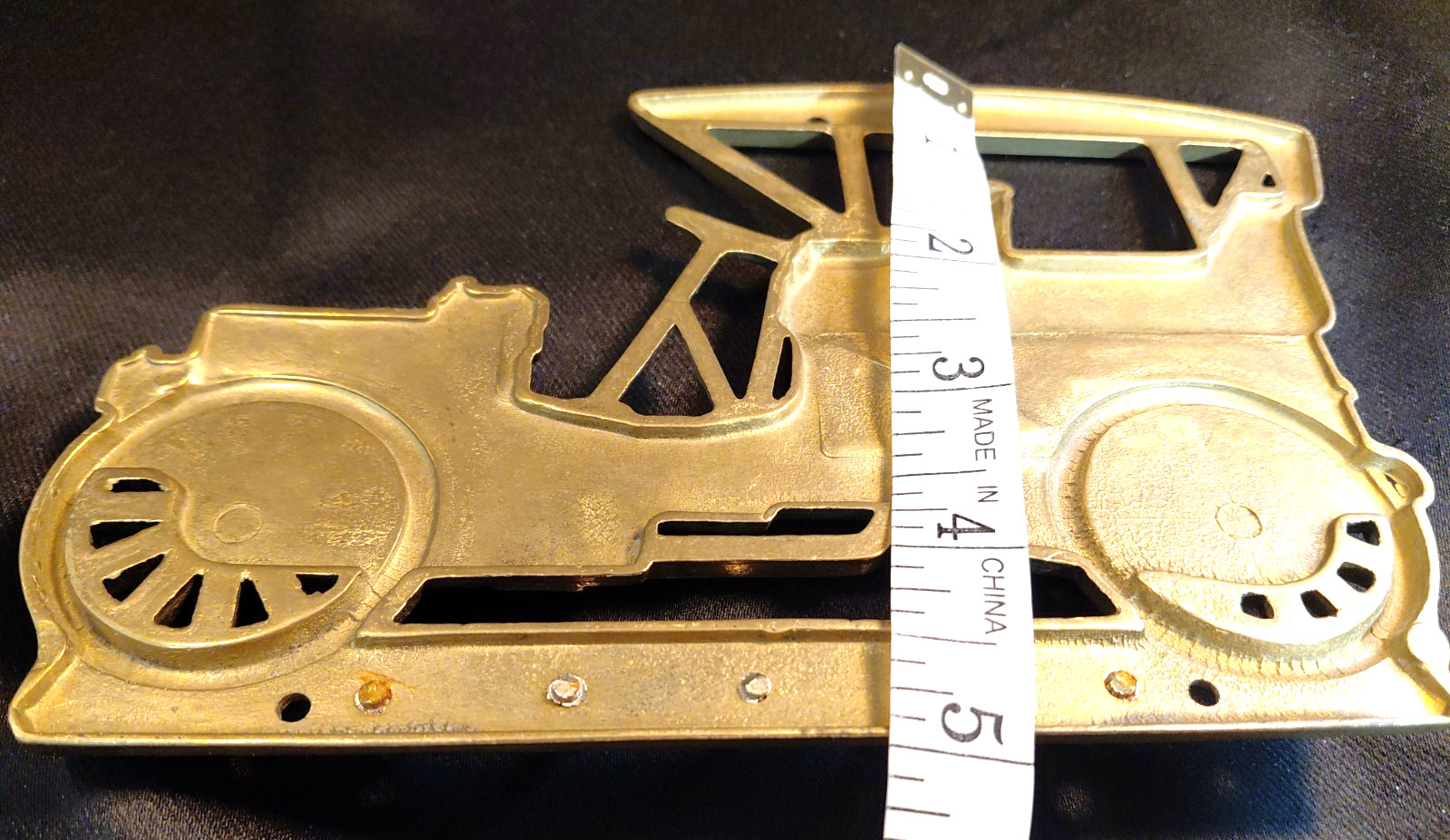 Vintage Solid Brass Model T Automobile Key Rack Wall 5 Hooks Holder