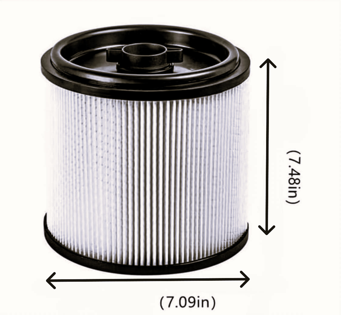High-Efficiency HEPA Cartridge Filter for Wet/Dry Vacuum, Traps Fine Dust
