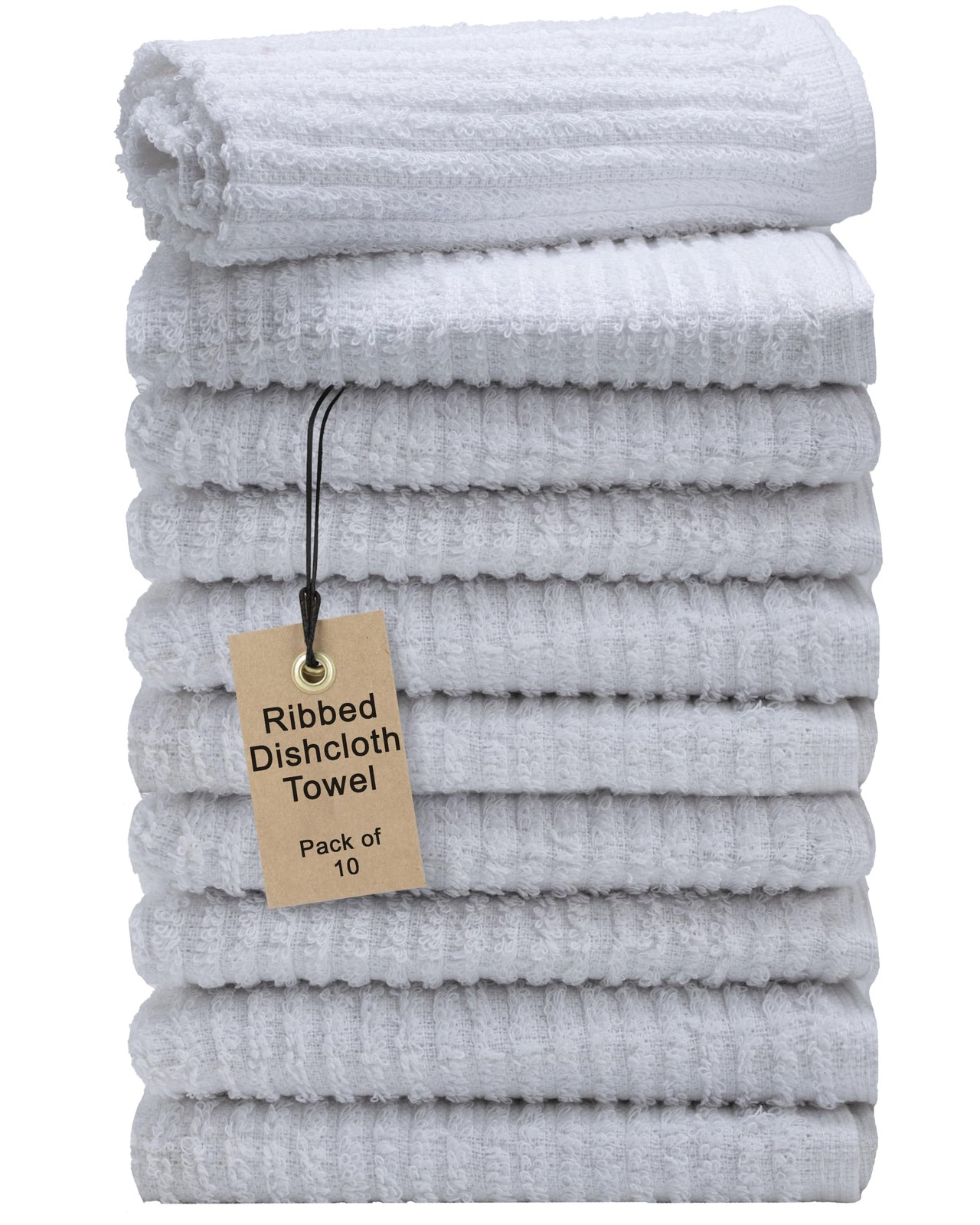 Textila Bar Mop Towels – 12×12 Inches – Pack of 10 – White – Cotton Dish Clot…