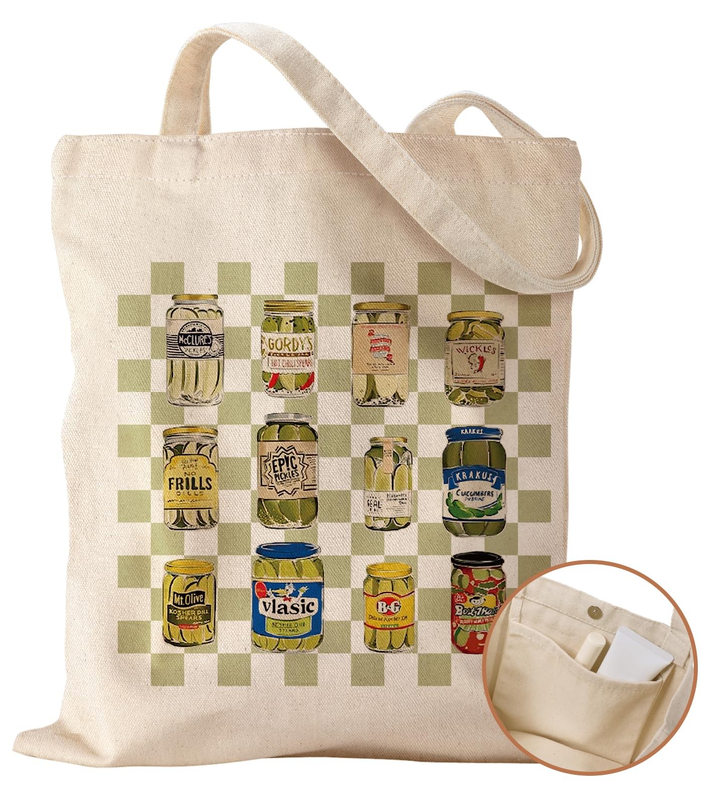 Miss Adola Aesthetic Cottonseed Pickle Canvas Tote One Size, Canned Kimchi