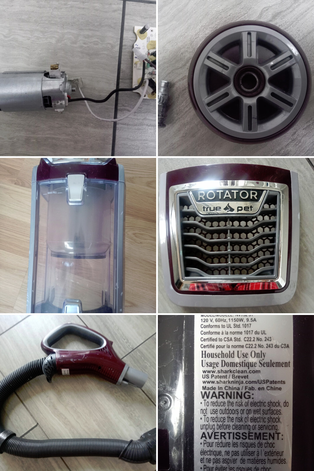 SH64) SHARK TRUEPET TRUE PET LIFT AWAY VACUUM PARTS NV752 31 PARTS BURGUNDY