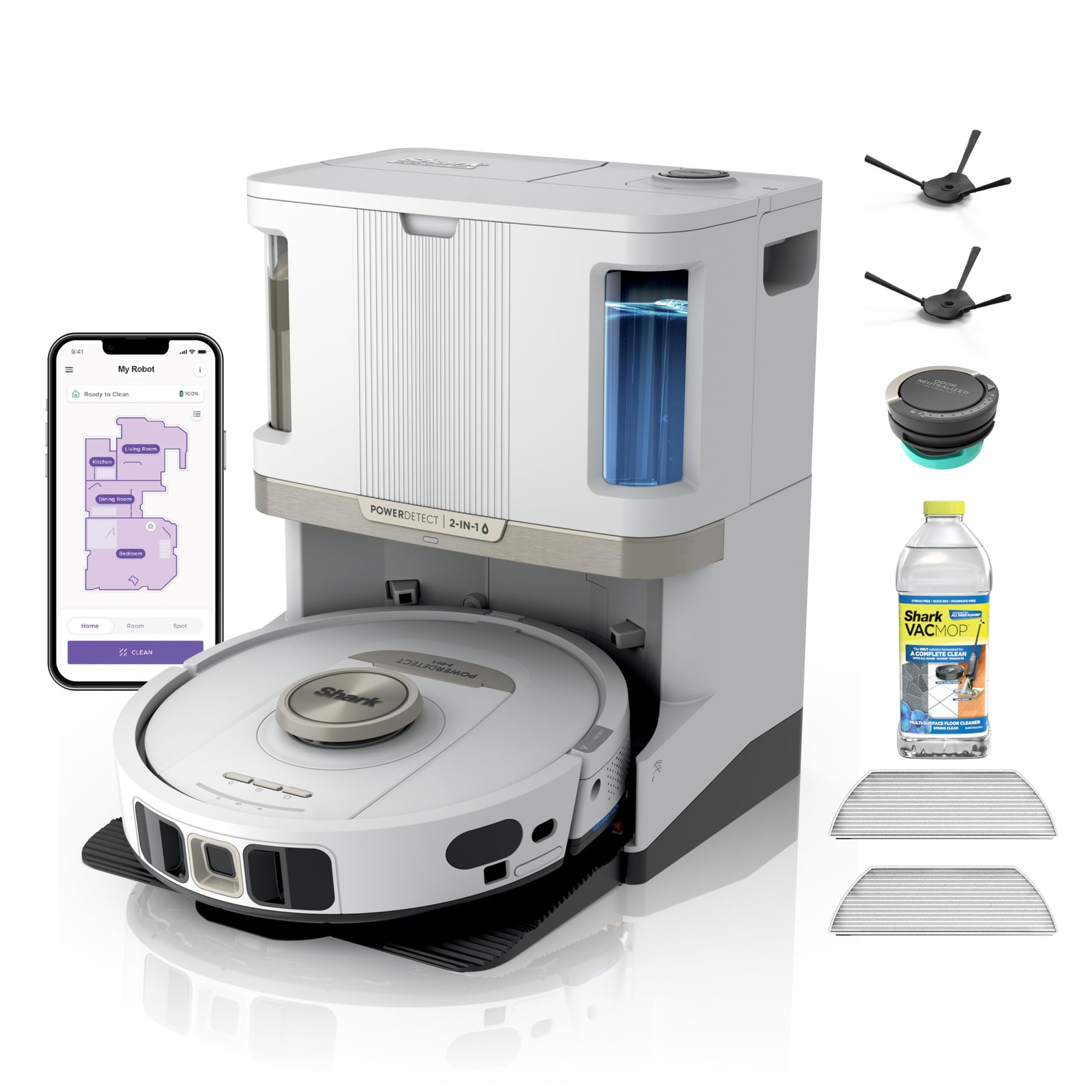 SHARK ROBOT VACUUM AND MOP SELF-EMPTY SELF-REFILL & SELF-CLEAN – WHITE
